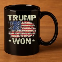Trump Won 4th of July American Flag 11oz C Handle Ceramic Mug
