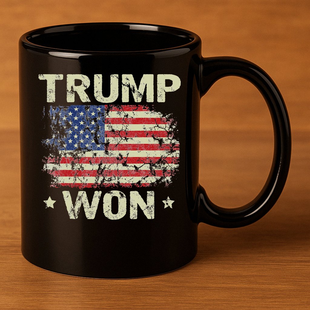 Trump Won 4th of July American Flag 11oz C Handle Ceramic Mug