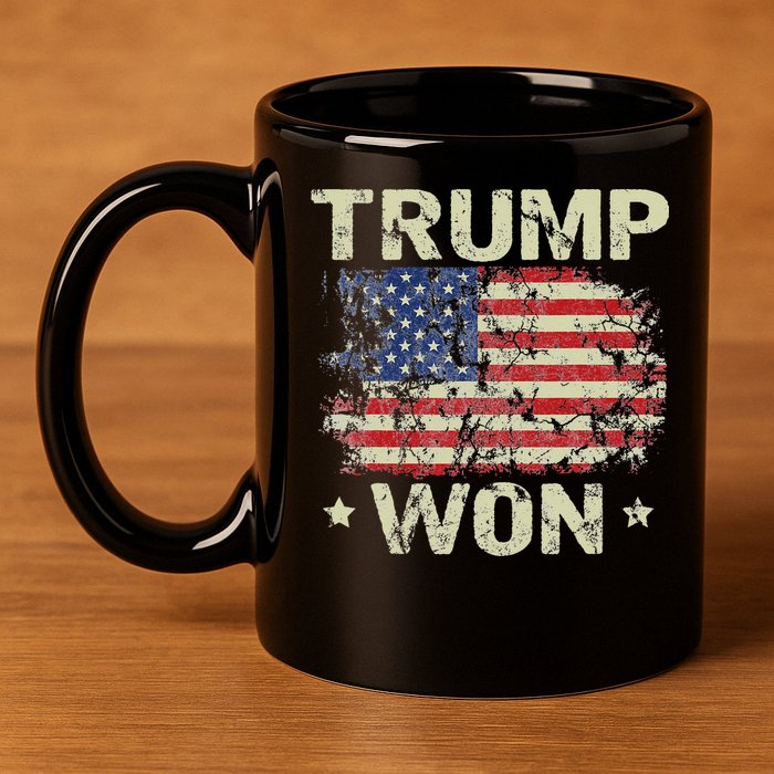 Trump Won 4th of July American Flag 11oz C Handle Ceramic Mug