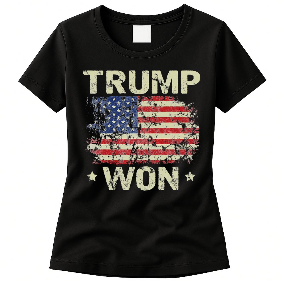 Trump Won 4th of July American Flag Womens T-Shirt