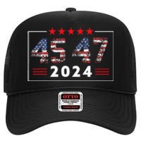 Trump Won 45 47 Trump President Vintage Election Trump 2024 High Crown Mesh Back Trucker Hat