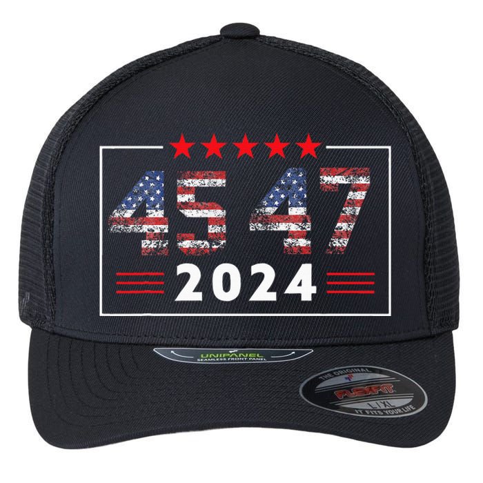 Trump Won 45 47 Trump President Vintage Election Trump 2024 Flexfit Unipanel Trucker Cap