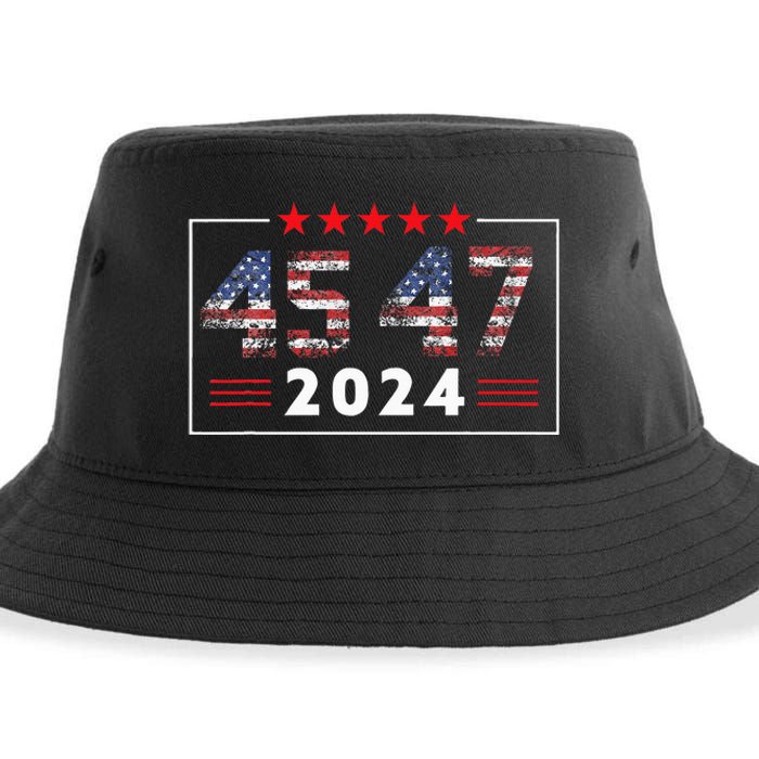 Trump Won 45 47 Trump President Vintage Election Trump 2024 Sustainable Bucket Hat