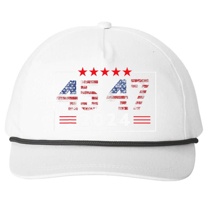 Trump Won 45 47 Trump President Vintage Election Trump 2024 Snapback Five-Panel Rope Hat