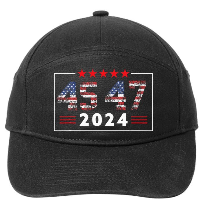 Trump Won 45 47 Trump President Vintage Election Trump 2024 7-Panel Snapback Hat