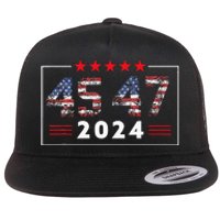 Trump Won 45 47 Trump President Vintage Election Trump 2024 Flat Bill Trucker Hat