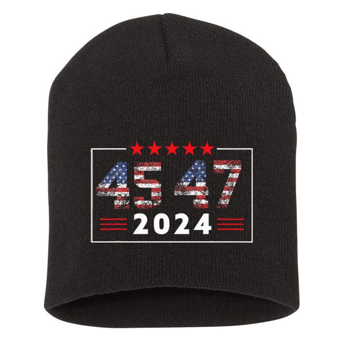 Trump Won 45 47 Trump President Vintage Election Trump 2024 Short Acrylic Beanie