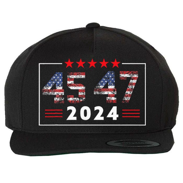 Trump Won 45 47 Trump President Vintage Election Trump 2024 Wool Snapback Cap