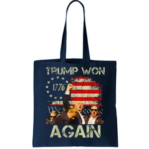 Trump Won Again Trump Signals To Americans To Fight Tote Bag