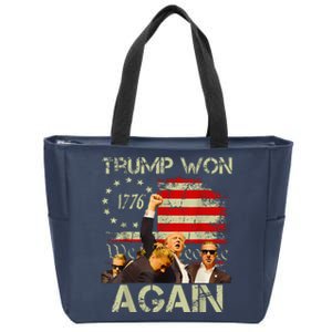 Trump Won Again Trump Signals To Americans To Fight Zip Tote Bag