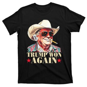 Trump Won Again 2024 Election President 47th American Flag T-Shirt