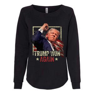 Trump Won Again 2024 Election President 47th American Flag Womens California Wash Sweatshirt