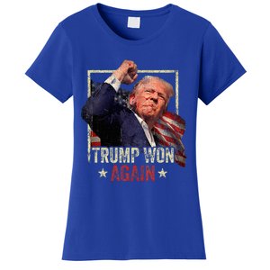 Trump Won Again 2024 Election President 47th American Flag Women's T-Shirt