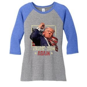 Trump Won Again 2024 Election President 47th American Flag Women's Tri-Blend 3/4-Sleeve Raglan Shirt