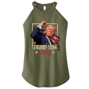 Trump Won Again 2024 Election President 47th American Flag Women's Perfect Tri Rocker Tank