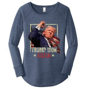 Trump Won Again 2024 Election President 47th American Flag Women's Perfect Tri Tunic Long Sleeve Shirt