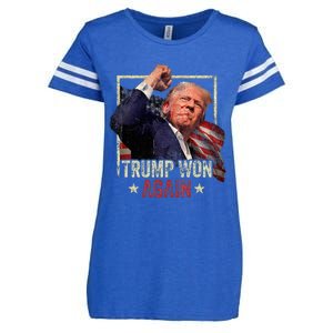 Trump Won Again 2024 Election President 47th American Flag Enza Ladies Jersey Football T-Shirt