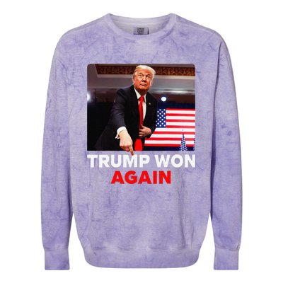 Trump Won Again 2024 Election Trump Wins 2024 Colorblast Crewneck Sweatshirt