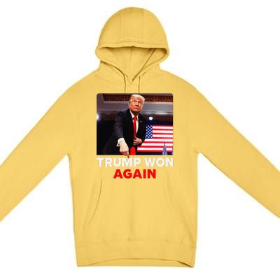 Trump Won Again 2024 Election Trump Wins 2024 Premium Pullover Hoodie