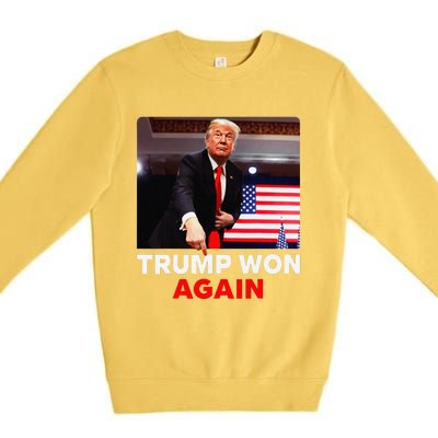 Trump Won Again 2024 Election Trump Wins 2024 Premium Crewneck Sweatshirt