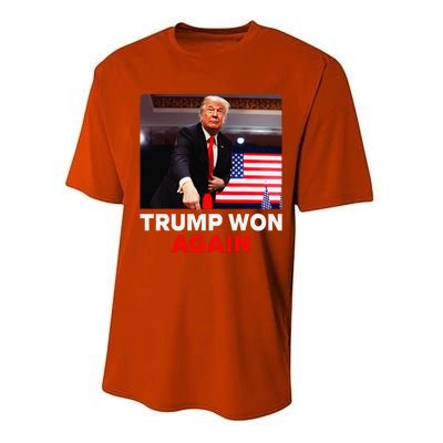 Trump Won Again 2024 Election Trump Wins 2024 Performance Sprint T-Shirt