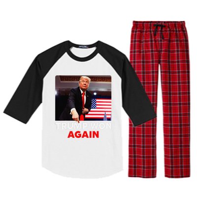 Trump Won Again 2024 Election Trump Wins 2024 Raglan Sleeve Pajama Set