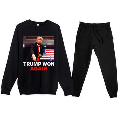 Trump Won Again 2024 Election Trump Wins 2024 Premium Crewneck Sweatsuit Set