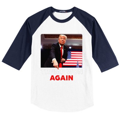 Trump Won Again 2024 Election Trump Wins 2024 Baseball Sleeve Shirt