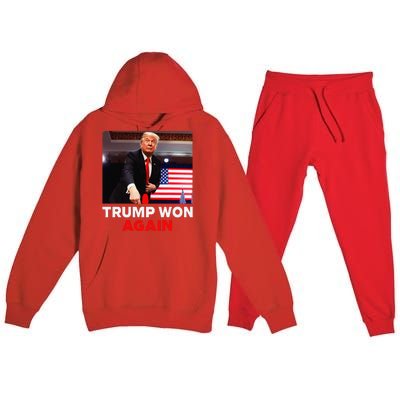 Trump Won Again 2024 Election Trump Wins 2024 Premium Hooded Sweatsuit Set