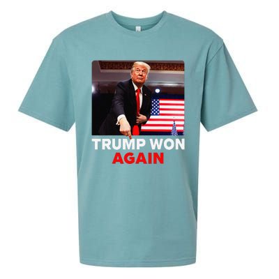 Trump Won Again 2024 Election Trump Wins 2024 Sueded Cloud Jersey T-Shirt