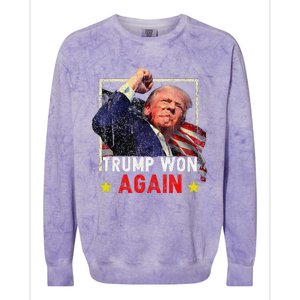 Trump Won Again 2024 Election President 47 Th American Colorblast Crewneck Sweatshirt