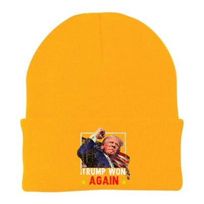 Trump Won Again 2024 Election President 47 Th American Knit Cap Winter Beanie