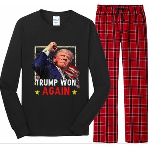 Trump Won Again 2024 Election President 47 Th American Long Sleeve Pajama Set