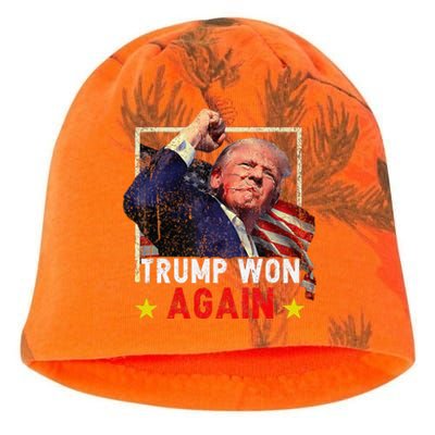 Trump Won Again 2024 Election President 47 Th American Kati - Camo Knit Beanie