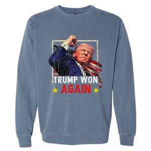 Trump Won Again 2024 Election President 47 Th American Garment-Dyed Sweatshirt