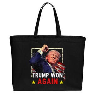 Trump Won Again 2024 Election President 47 Th American Cotton Canvas Jumbo Tote