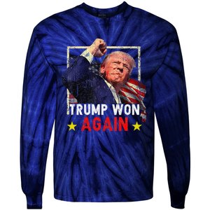 Trump Won Again 2024 Election President 47 Th American Tie-Dye Long Sleeve Shirt