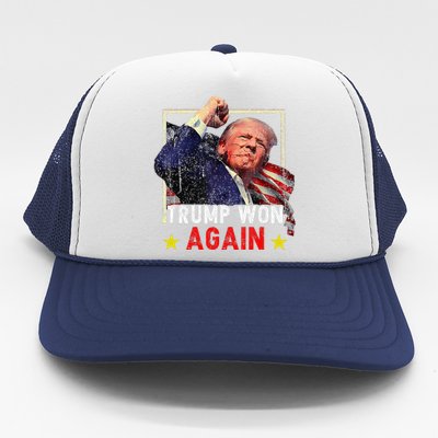 Trump Won Again 2024 Election President 47 Th American Trucker Hat