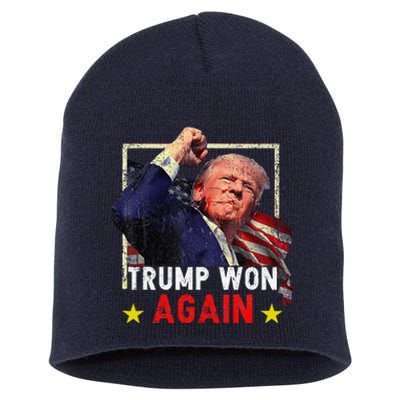 Trump Won Again 2024 Election President 47 Th American Short Acrylic Beanie