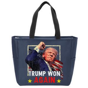 Trump Won Again 2024 Election President 47 Th American Zip Tote Bag