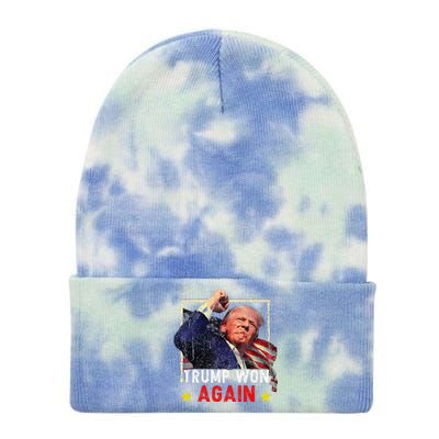 Trump Won Again 2024 Election President 47 Th American Tie Dye 12in Knit Beanie