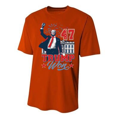 Trump Won Again 2024 Election President 47 Th American Flag Performance Sprint T-Shirt