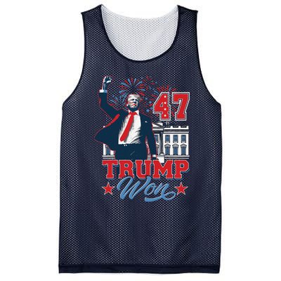 Trump Won Again 2024 Election President 47 Th American Flag Mesh Reversible Basketball Jersey Tank