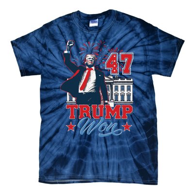 Trump Won Again 2024 Election President 47 Th American Flag Tie-Dye T-Shirt