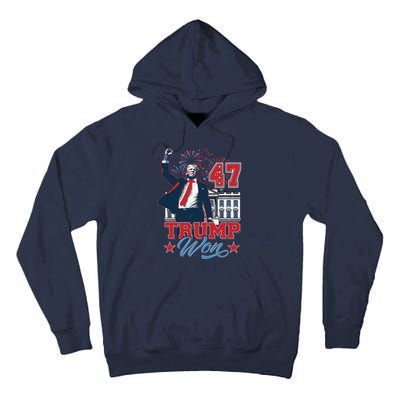 Trump Won Again 2024 Election President 47 Th American Flag Tall Hoodie