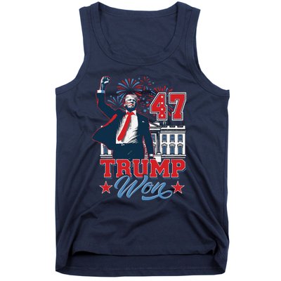 Trump Won Again 2024 Election President 47 Th American Flag Tank Top