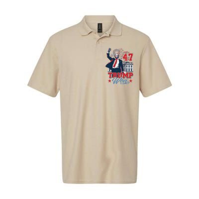 Trump Won Again 2024 Election President 47 Th American Flag Softstyle Adult Sport Polo