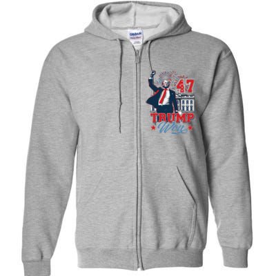 Trump Won Again 2024 Election President 47 Th American Flag Full Zip Hoodie