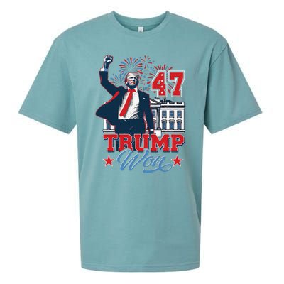 Trump Won Again 2024 Election President 47 Th American Flag Sueded Cloud Jersey T-Shirt