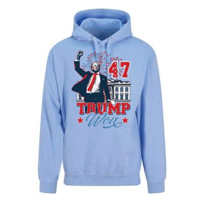 Trump Won Again 2024 Election President 47 Th American Flag Unisex Surf Hoodie